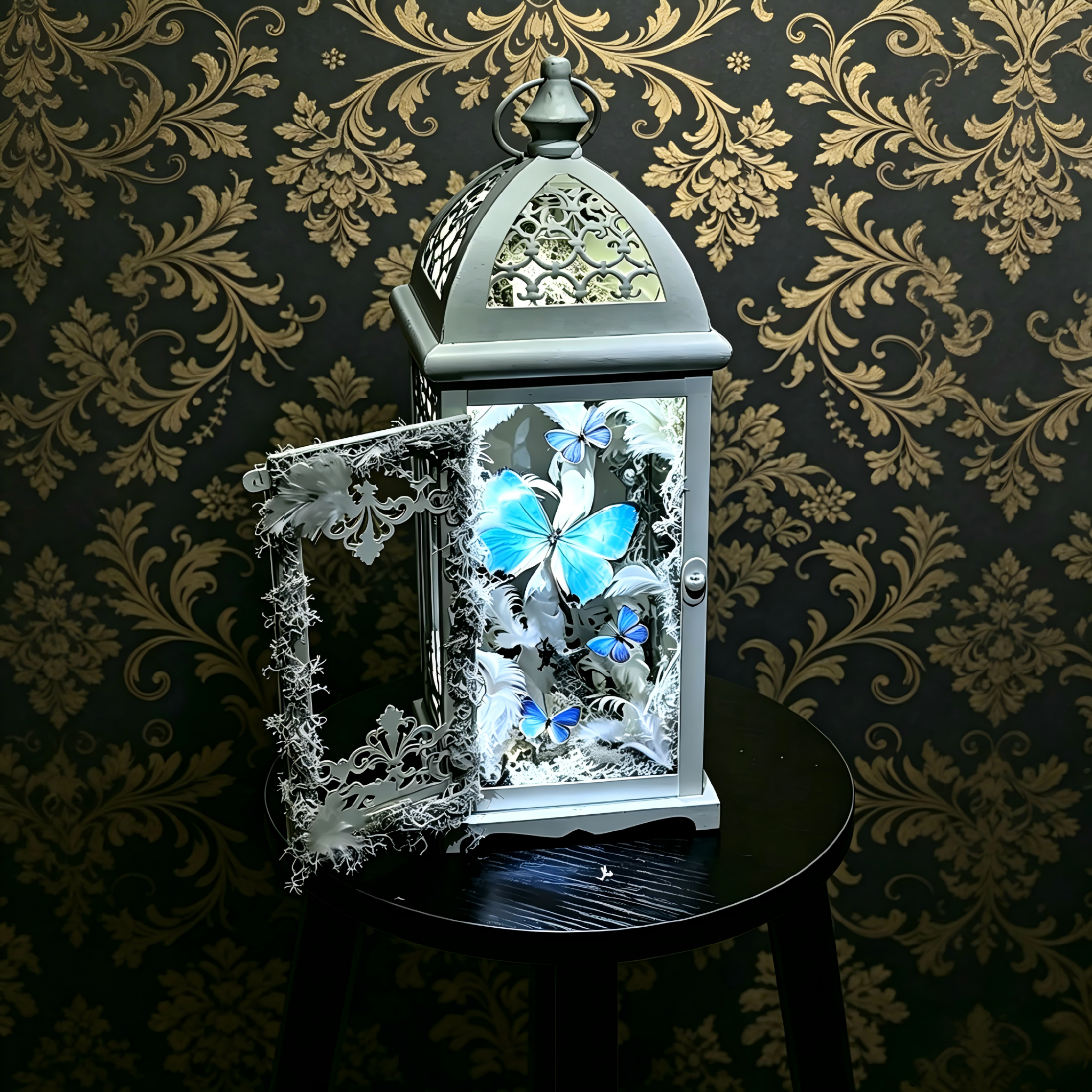 Lunar Reliquary Blue Morpho Butterfly Lantern
