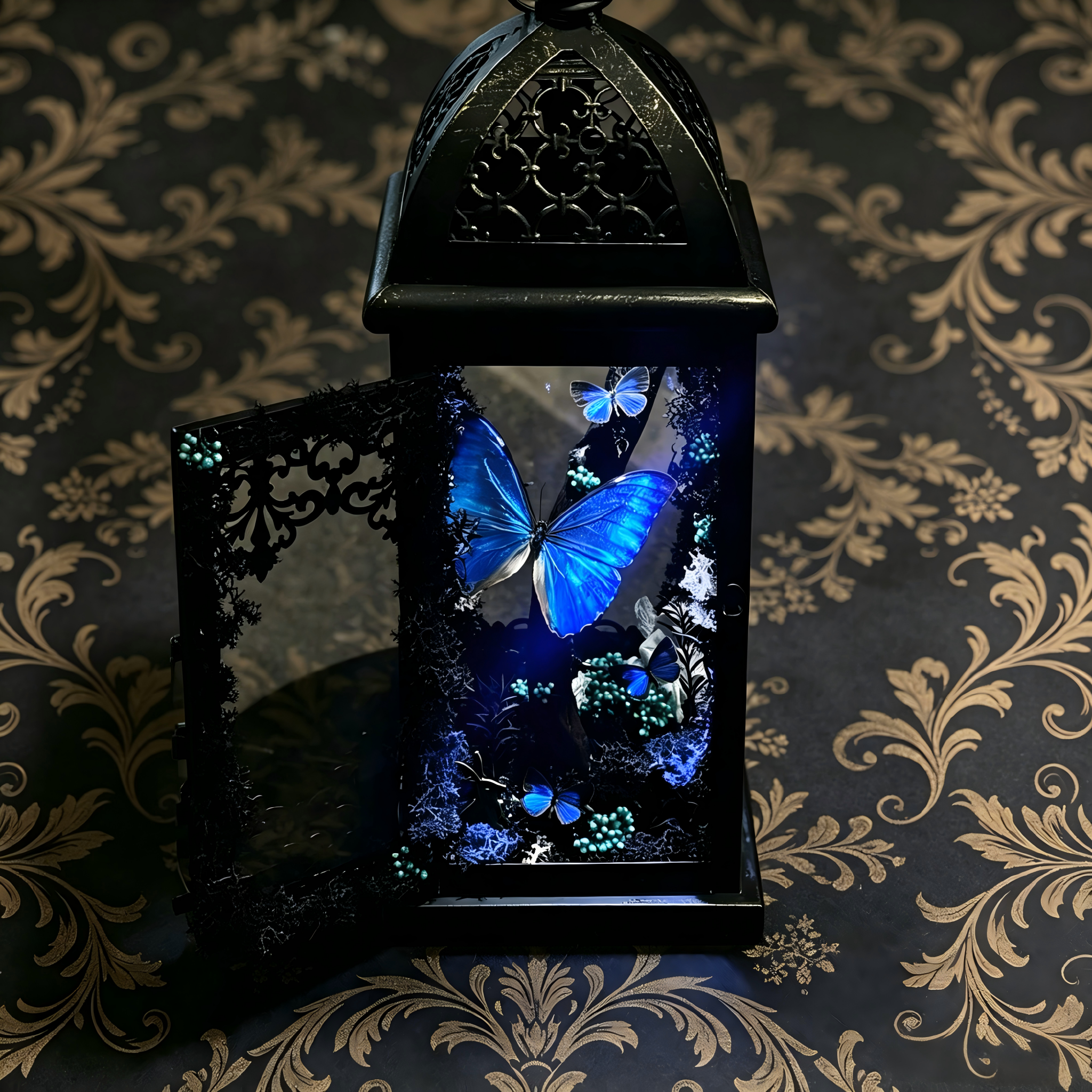 Lunar Reliquary Blue Morpho Butterfly Lantern